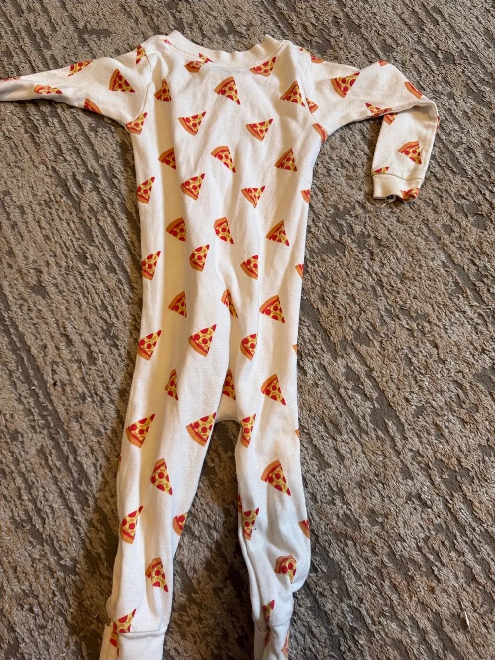 Kids Pizza Print One-Piece Pajamas - White & Red 9-12 month